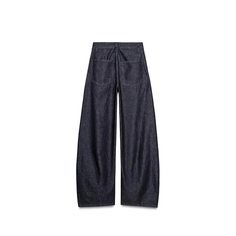 Vintage Denim Pants Suits Set Strapless Top Matching High Waist Wide Jeans Summer Female Chic Casual Daily Two Piece Outfit 250616