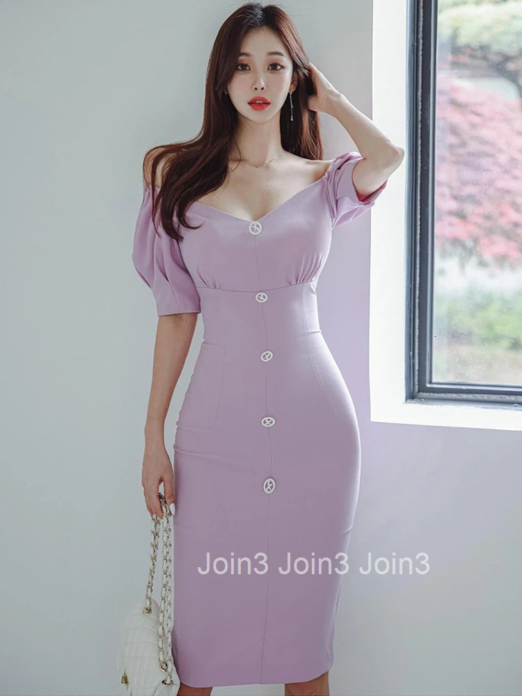 Fashion Summer Evening Dress For Women Elegant Purple Sweet Sexy Off-Shoulder Slim Wrap Hip Midi Party Prom Mujer Vestido Street