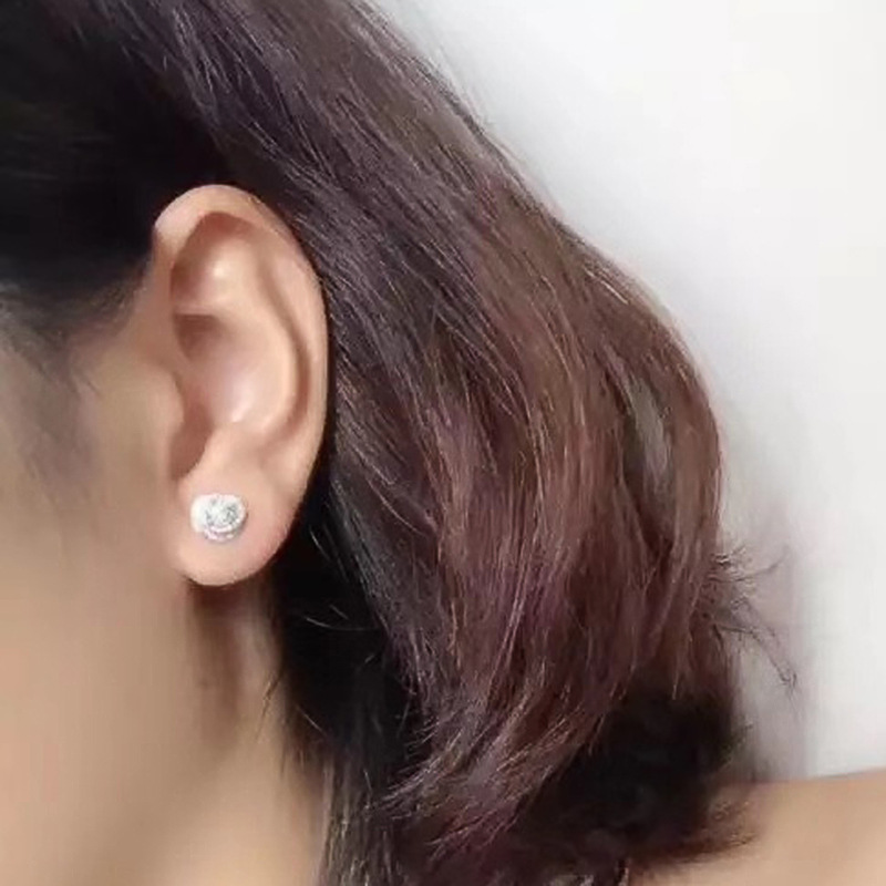 2025 Choucong Bright Stud Earrings Luxury Jewelry 925 Sterling Silve Round Cut White 5A Cubic Zircon CZ Diamond Party Elegant Women Rose Flower Earrin