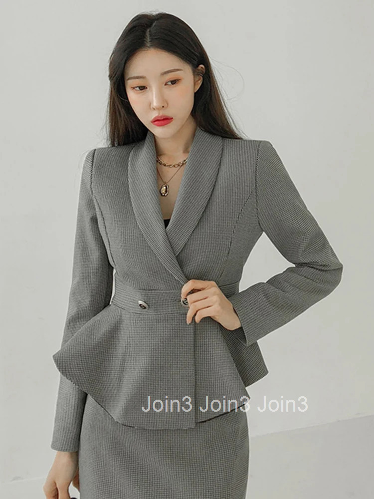 New Arrival Fashion Korean Style Sets For Women Temperament Slim Pencil Skirt And Vintage Ruffles Jacket Sexy Two Piece Set