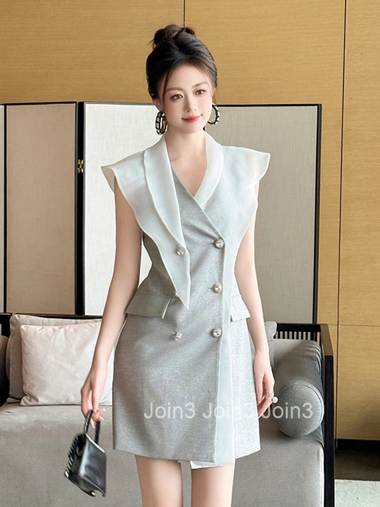 New Summer Fashion Formal Occasion Asymmetrical Dress Women Clothes Commute Elegant Lady Sleeveless Slim Pencil Short Vestidos