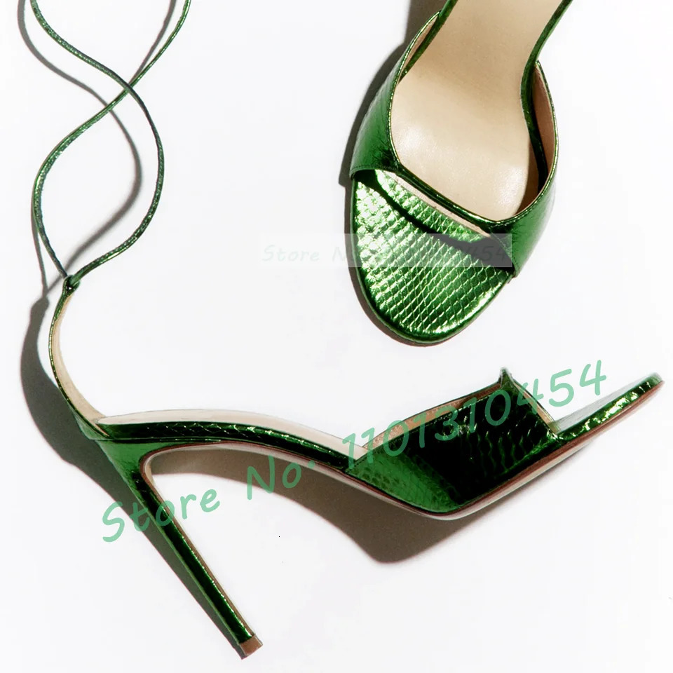 Gold Snake Leather Sandals Women Delicate Wrap-around Straps Open Toe Shiny Shoes Summer Ladies est Slender Toe Strap Sandals 250617