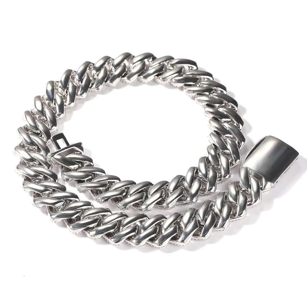 Drop Shipping Hip Hop Iced Out 3 Rows Cubic Zirconia Cuban Chain 20mm Prong Miami Cuban Link Chains Necklaces for Men Women