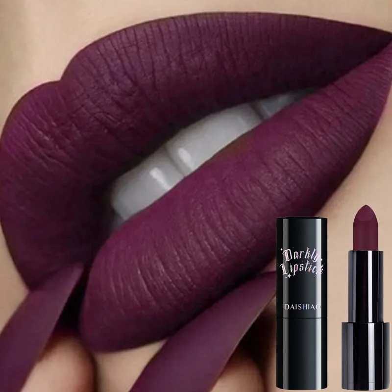 Halloween Dark Night Lipstick Waterproof and Long-lasting Black Dark Purple Matte Lipstick Makeup Lip Cosmetics XJ250623