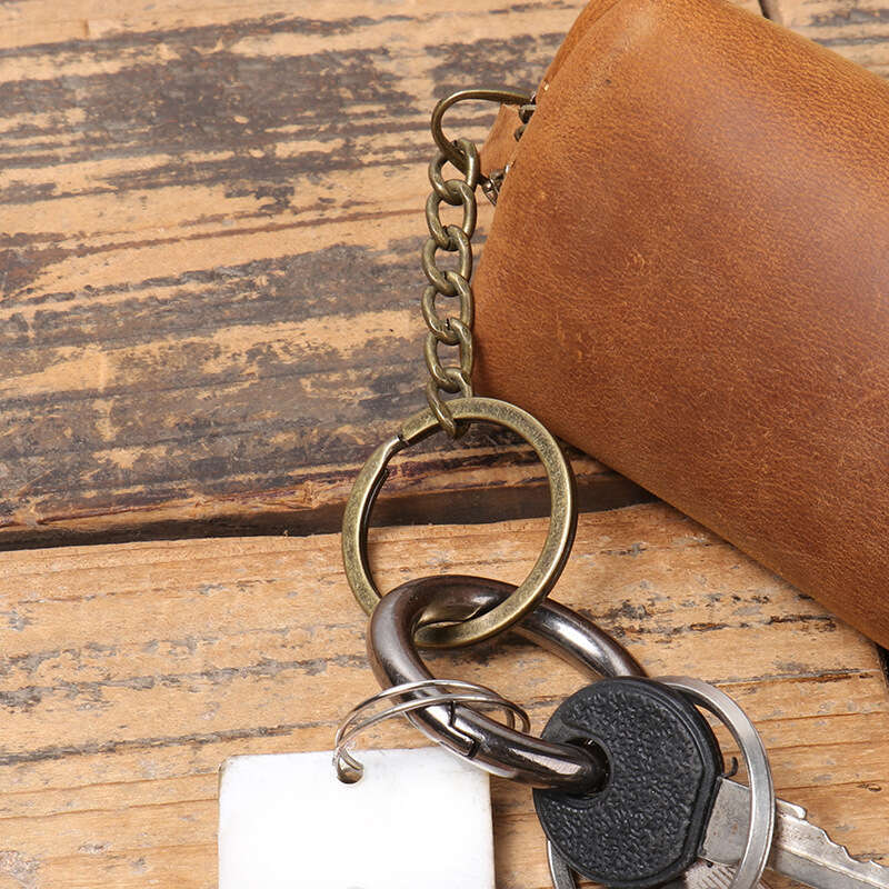New Men's Genuine Coin Purse Women's Crazy Horse Leather Key Holder Multi-functional Cowhide Clutch Storage Bag