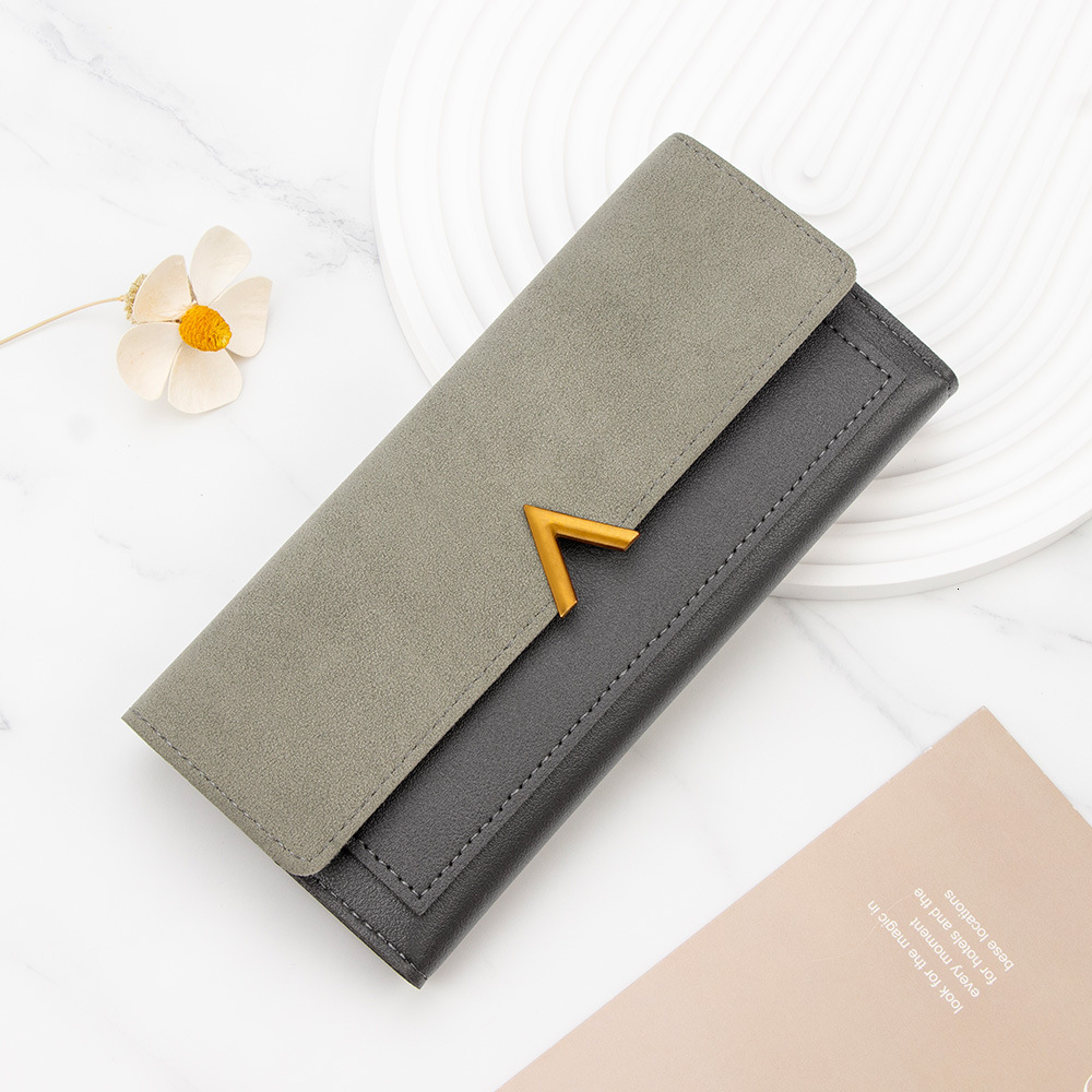 Free Shipping 2025 New Designer Bag New Korean Style Women's Wallet Long V-shaped Buckle Wallet Women's Clutch Coin Card Holder