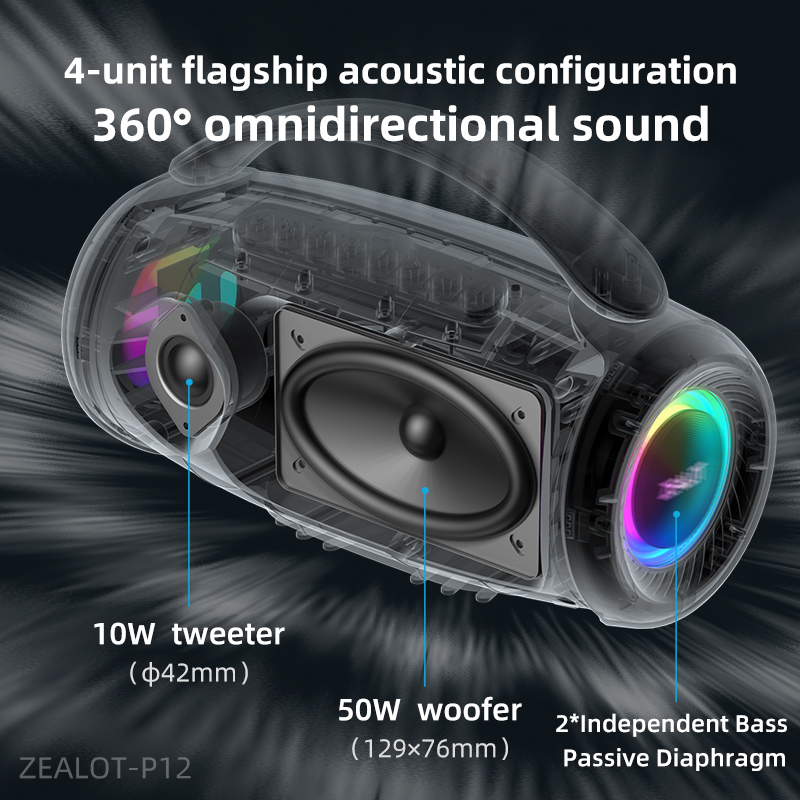 P12 Waterproof Portable Bluetooth Speaker with Handle Ideal for Picnics Beaches Adventures