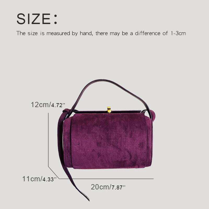 Korean Boston Bags For Women Designer Handbag And Purse 2024 New In Faux Suede Vintage Lock Decoration Small Box Shoulder