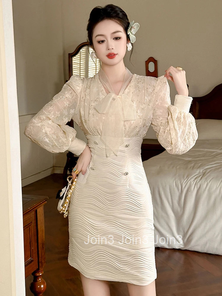 New Fashion Lady Work Style Fake 2 Pieces Pencil Short Dress Women Clothes Elegant Office Sweet V-Neck High Waist Slim Vestidos