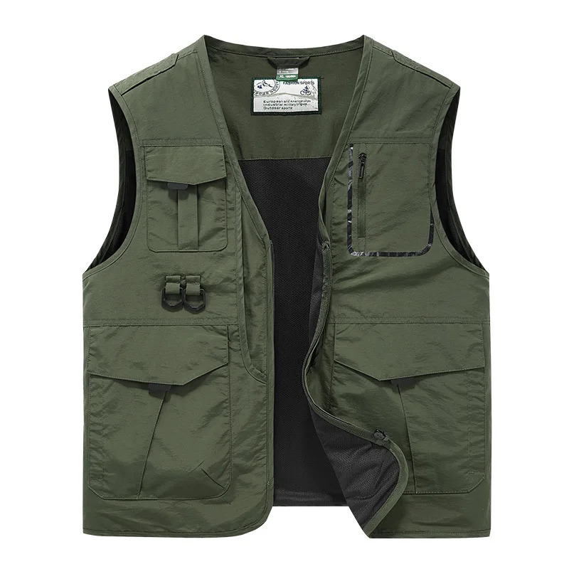 Men Outdoor Multi Pockets Pography Sleeveless Jacket Cargo Vests Summer Thin Mesh Breathable Waistcoats Male Casual Vests 250617