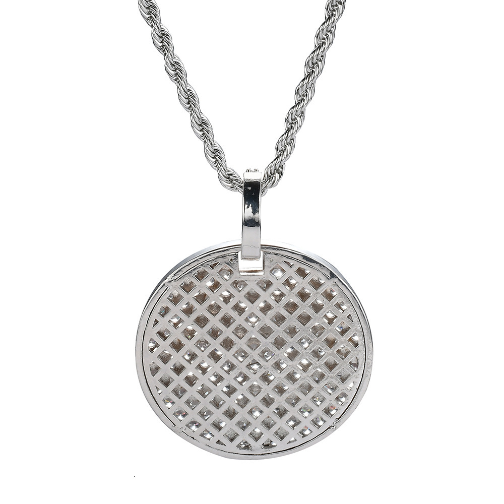 Luxury Designer Round Shiny Diamond Inlaid Full Iced Out Dog Tag Pendant Men's Hip Hop Moissanite Jewelry Pass the diamond tester