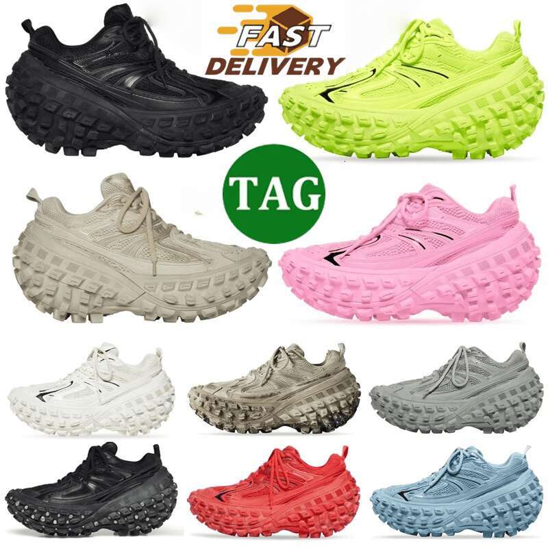 Designer trainers platform shoes Defender Sneaker Men Casual Tire tyre Rubber Platform black khaki army green red blue thick sole Trainers Sports 36-46