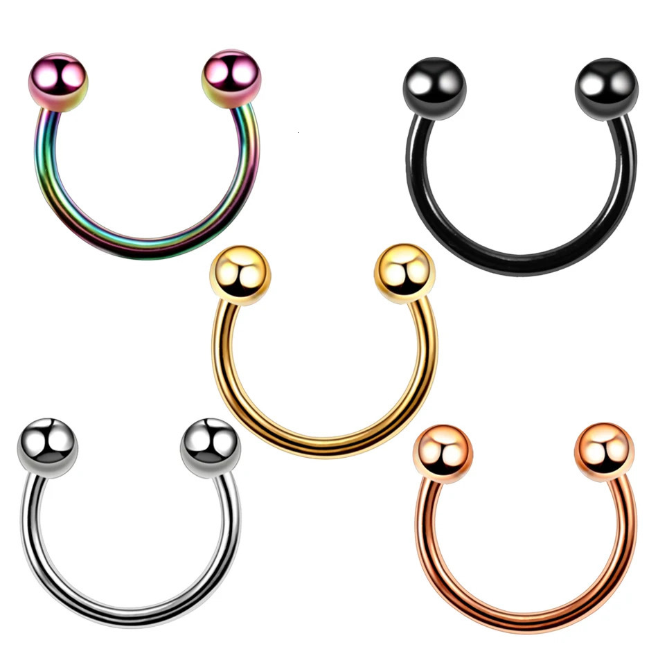 1PC Steel Black Seamless Hinged Nose Hoop Septum Clicker Piercings Lip Labret Ring Ear Cartilage Tragus Sexy Jewelry 250613