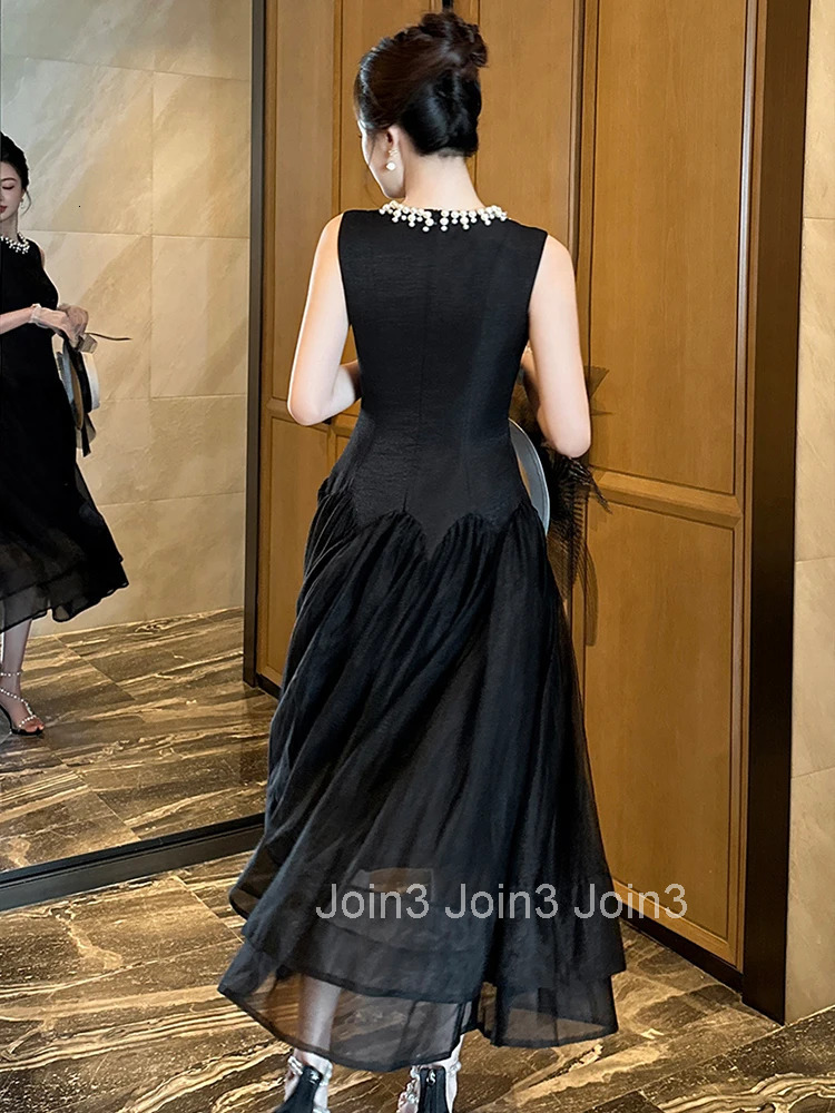 Summer Fashion Casual Black Gown Evening Dress Women Clothes Elegant O-Neck Sleeveless Slim Maxi Robe Party Prom Vestidos Fiesta