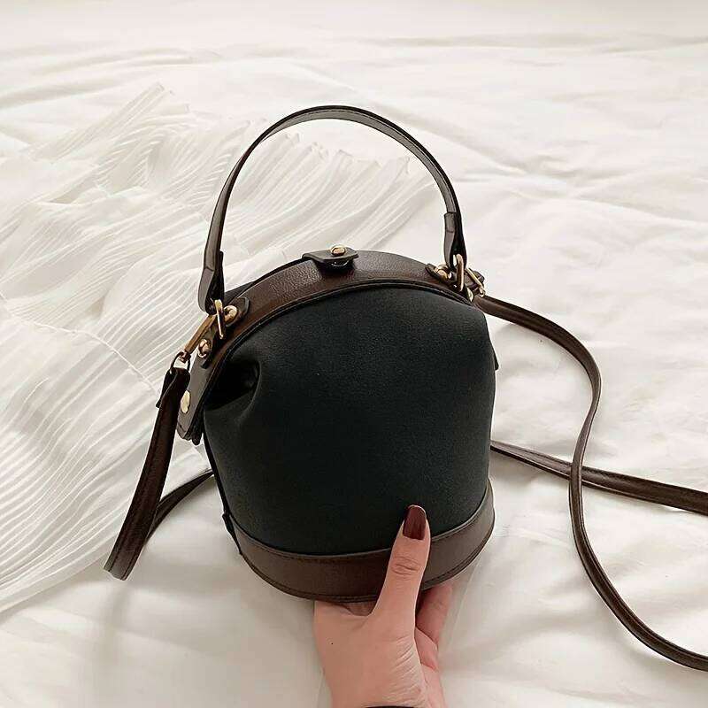 Popular Choice Fashion Women's Two Tone Brown Beige Bucket Bag Perfect For Travel And Everyday Use A Must-Have Tote Bag