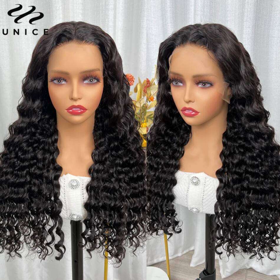 200% 250% Deep Wave 5x5 HD Wig Pre Plucked Full Human Hair Lace Wigs Match All Skin Tones