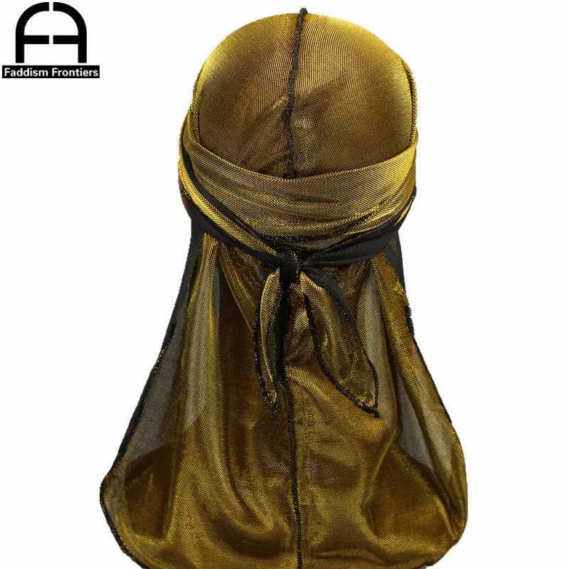 New Mens Shiny Mesh Durags Turban Hat Bandanas Breathable Men Durag Doo Rag Headwear Headband Hair Accessories Waves Caps M250623