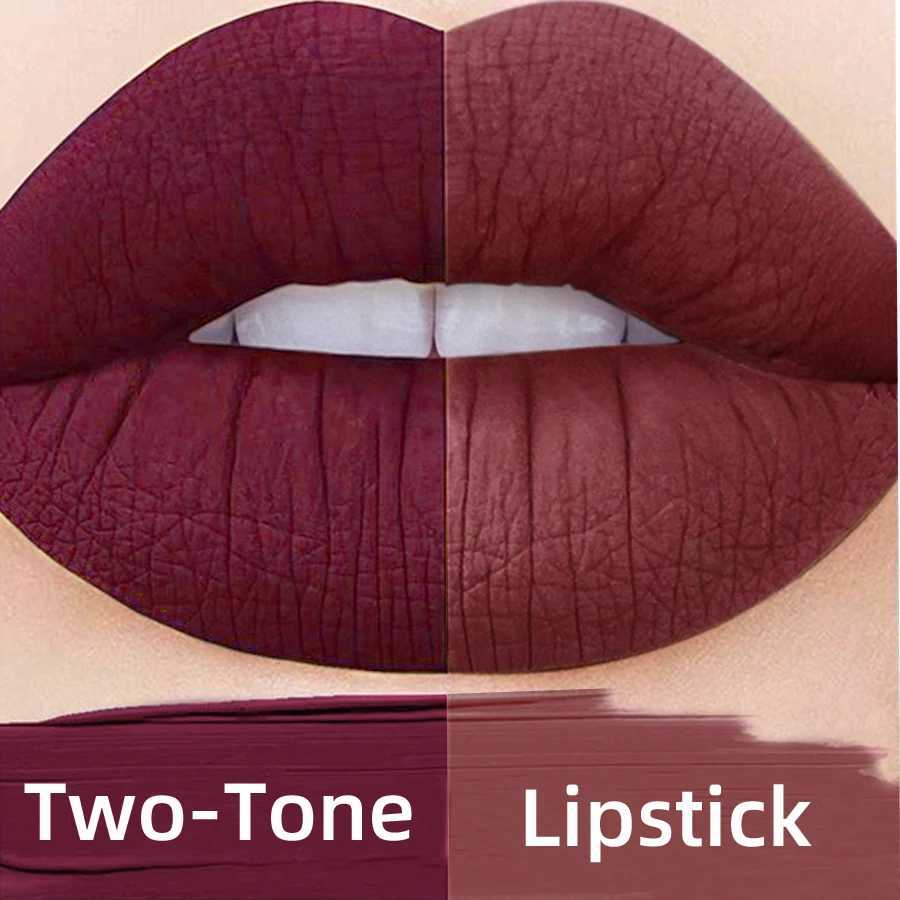 1PC Two-tone Velvet Nude Lipstick Sexy Rose Pink Pigments Waterproof Makeup Long-lasting Professional Cosmetics for women Lip GXJ250623