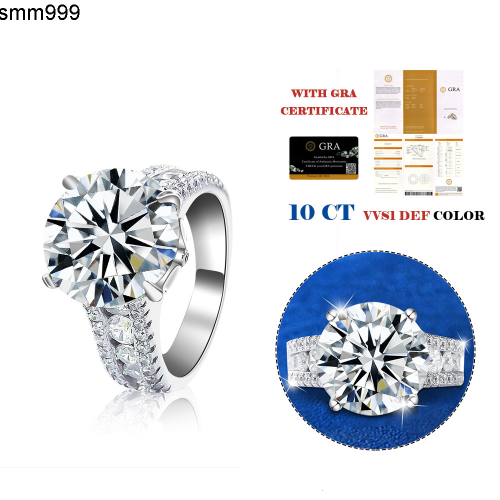 moissanite ring Big Round Cut Moissanite Diamond Solitaire Ring for Women 925 Sterling Silver Engagement Fashion Jewelry
