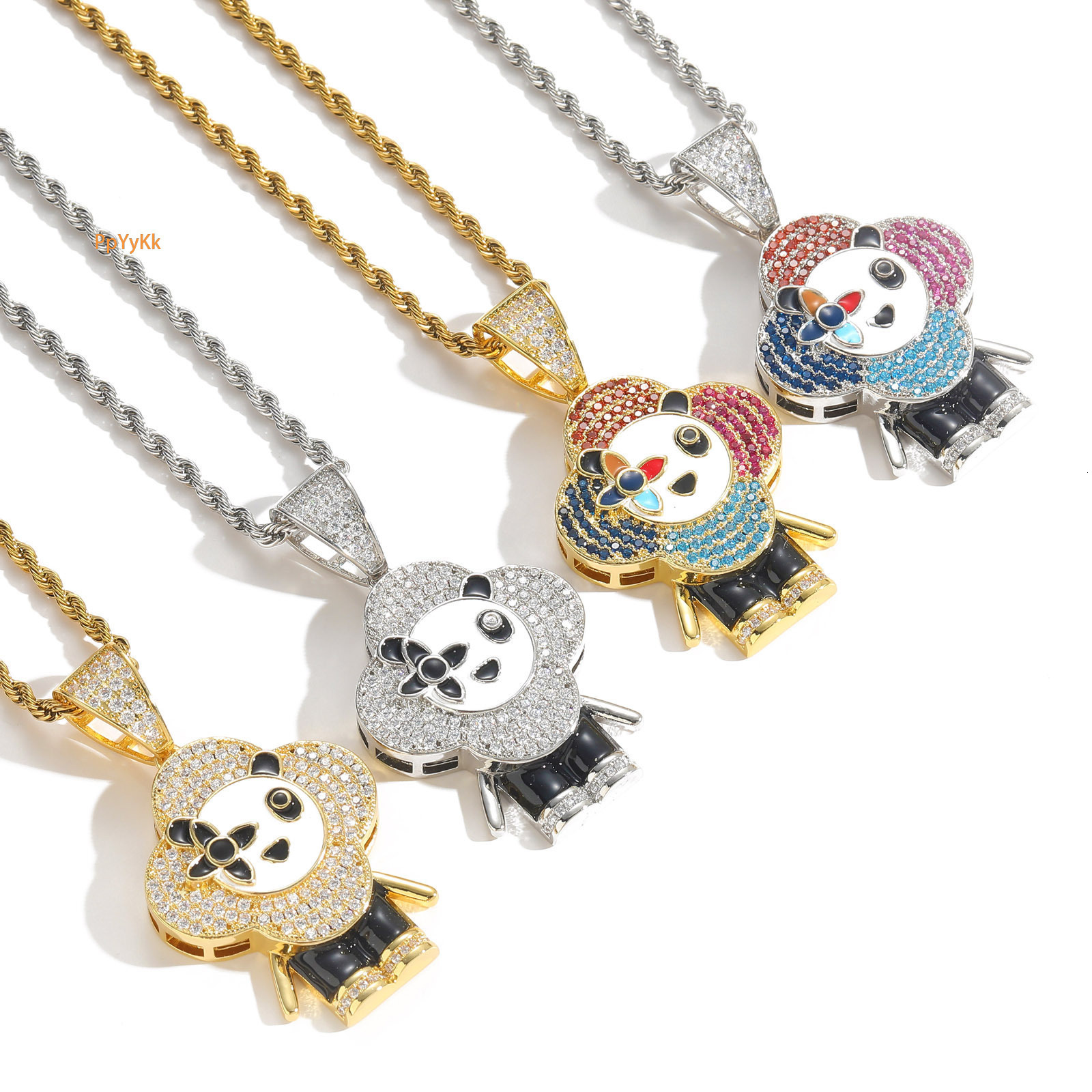 New Luxury Moissanite Iced Out Bling Hip Hop Unisex Trendy Cartoon Labubu Pendant Necklace Pass the diamond tester