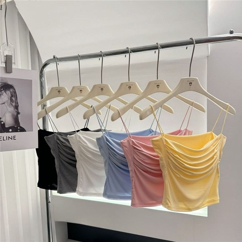 Fashionable Womens Strapless Halter Top Bralette - Pleat Design One-Piece with Breast Pads