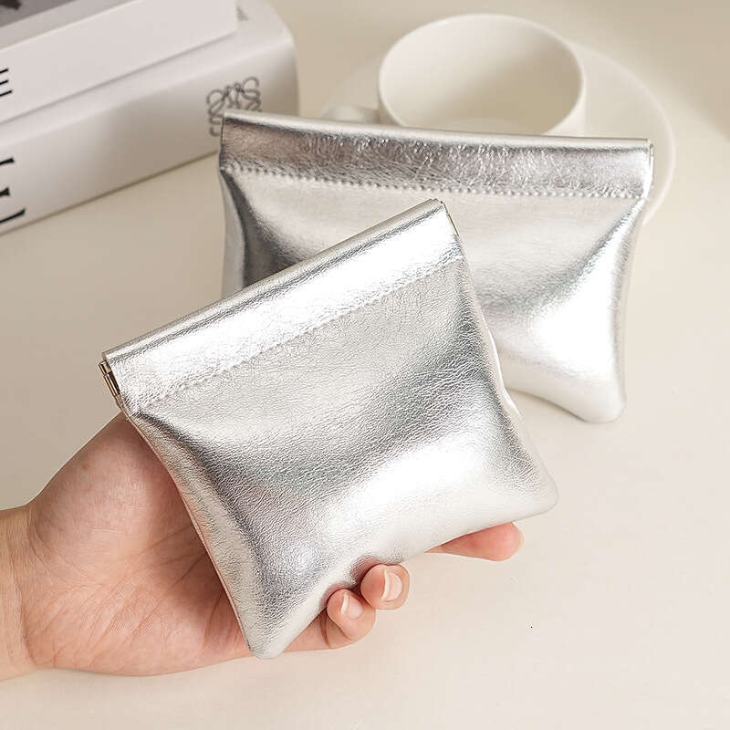 Light Luxury Super Cool Small Silver Wallet Simple High-end Waterproof Coin Makeup Portable Lipstick Storage Bag