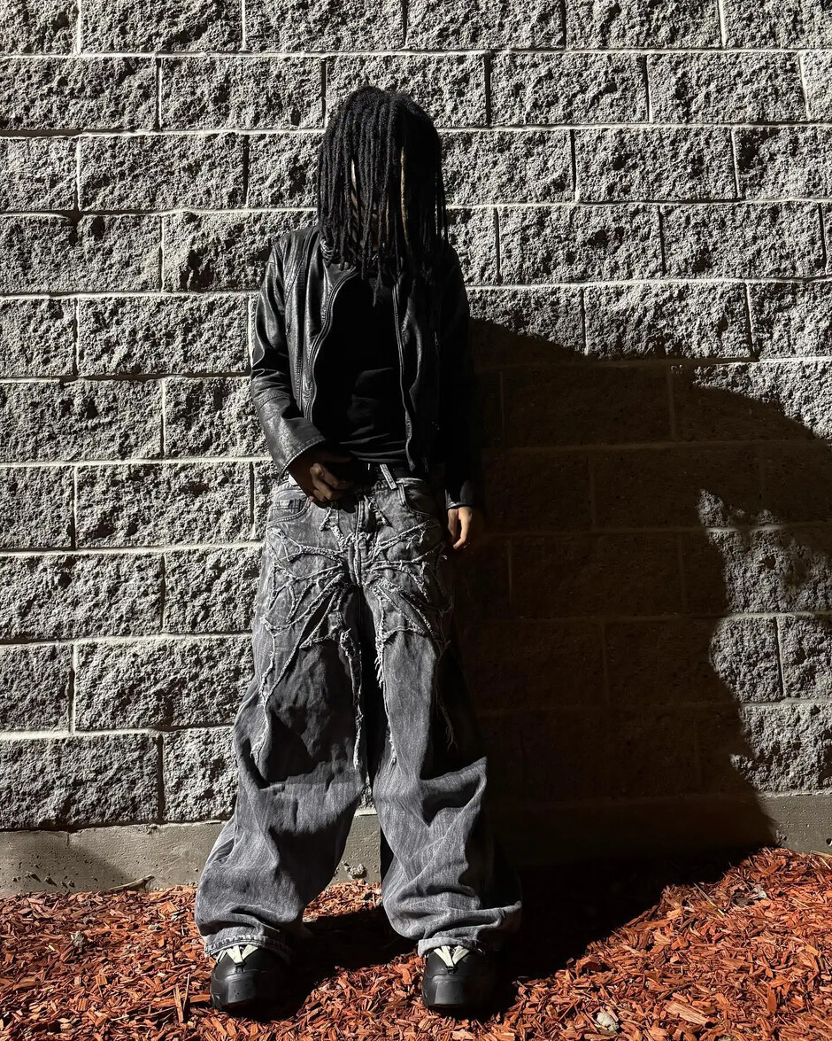 Men's Jeans Y2K Baggy Jeans Vintage Splicing Embroidery Pattern High Quality Jeans Hip Hop Gothic Streetwear Men Women Casual Wide Leg Jeans