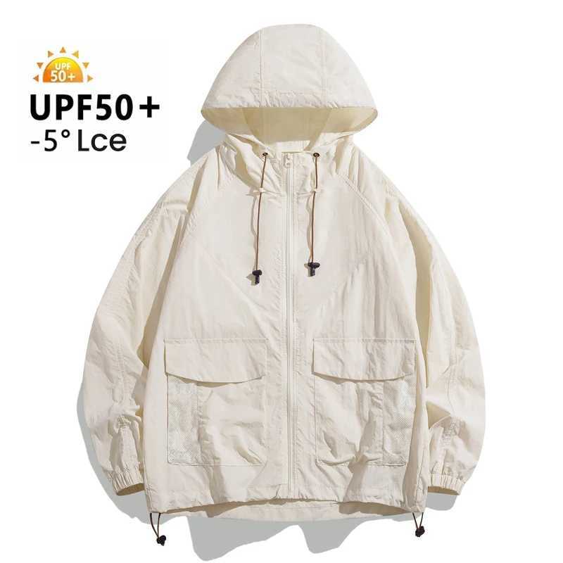 UPF50+ Anti-UV Summer Men Skin Jacket Coats Breathable Quick Dry Light Thin Sunscreen Windbreaker Hooded Trendy Hunting Clothes W250623