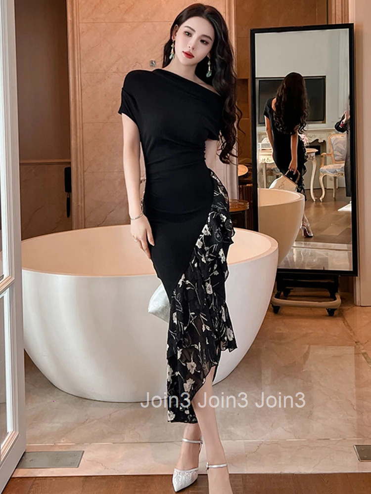 Summer Elegant Women Evening Dress Black Chic Sexy Off-Shoulder Bodycon Maxi Dresses Party Club Prom Robe Femme Mujer Vestidos