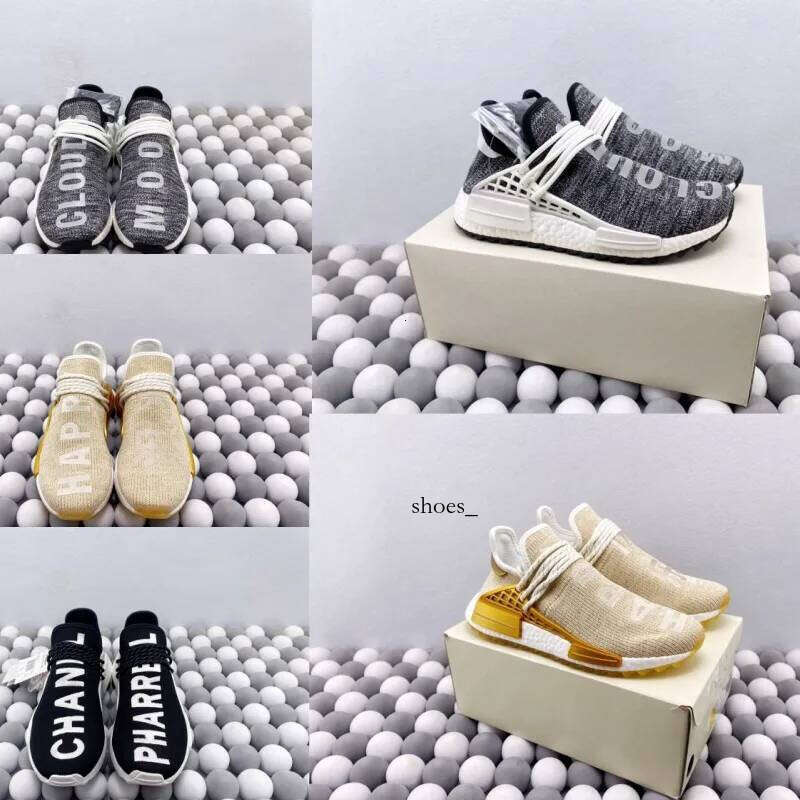 2025 Designer New Style Human Race Running Pharrell Williams Sneaker Shoes Core Black Happy Gold Friends Family Trail Blank top Quality shorts Unisex Free shopp