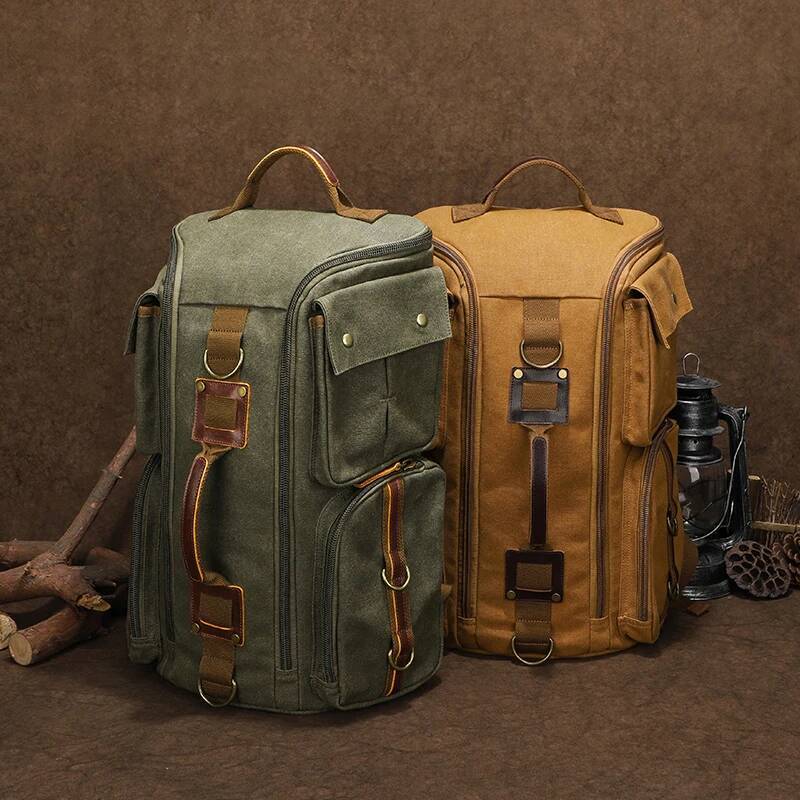 high-quality Men's Vintage Waxed Canvas Waterproof Large Capacity Carry-On Travel Backpack 16 inch Laptop Bag for Men Women