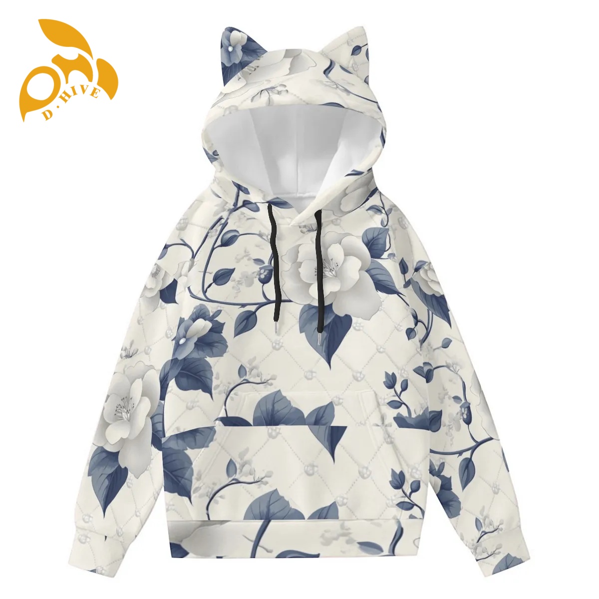free shipping of customized fashionable Ladies' polyester cotton hooded pocket sweatshirt is suitable Cat ear decoration