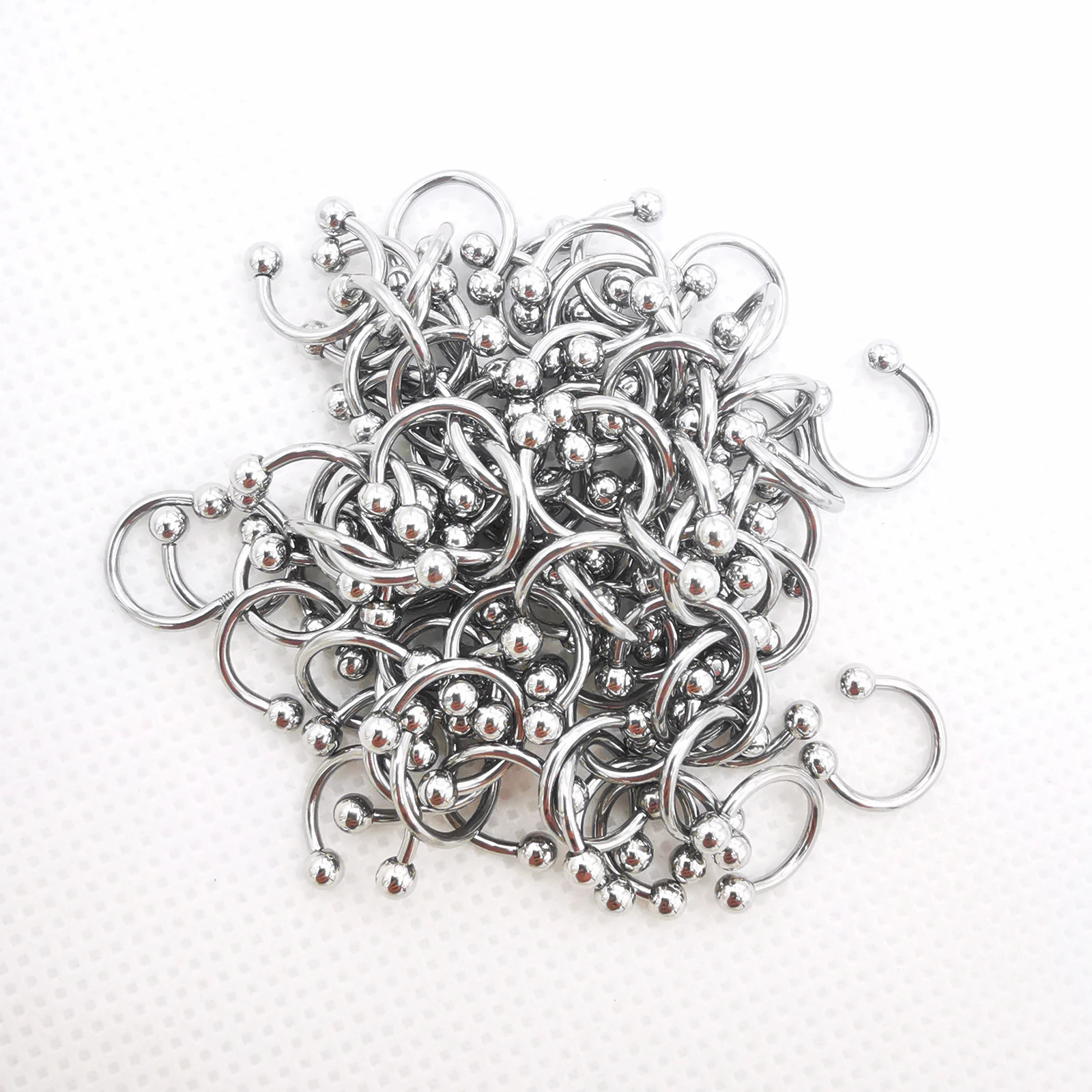 100pcslot Straight Curved Cirvular Captive Bead Ring Labret Barbell Nose Eyebrow Lip Ear Studs Stainless Steel Body Jewelry 250613