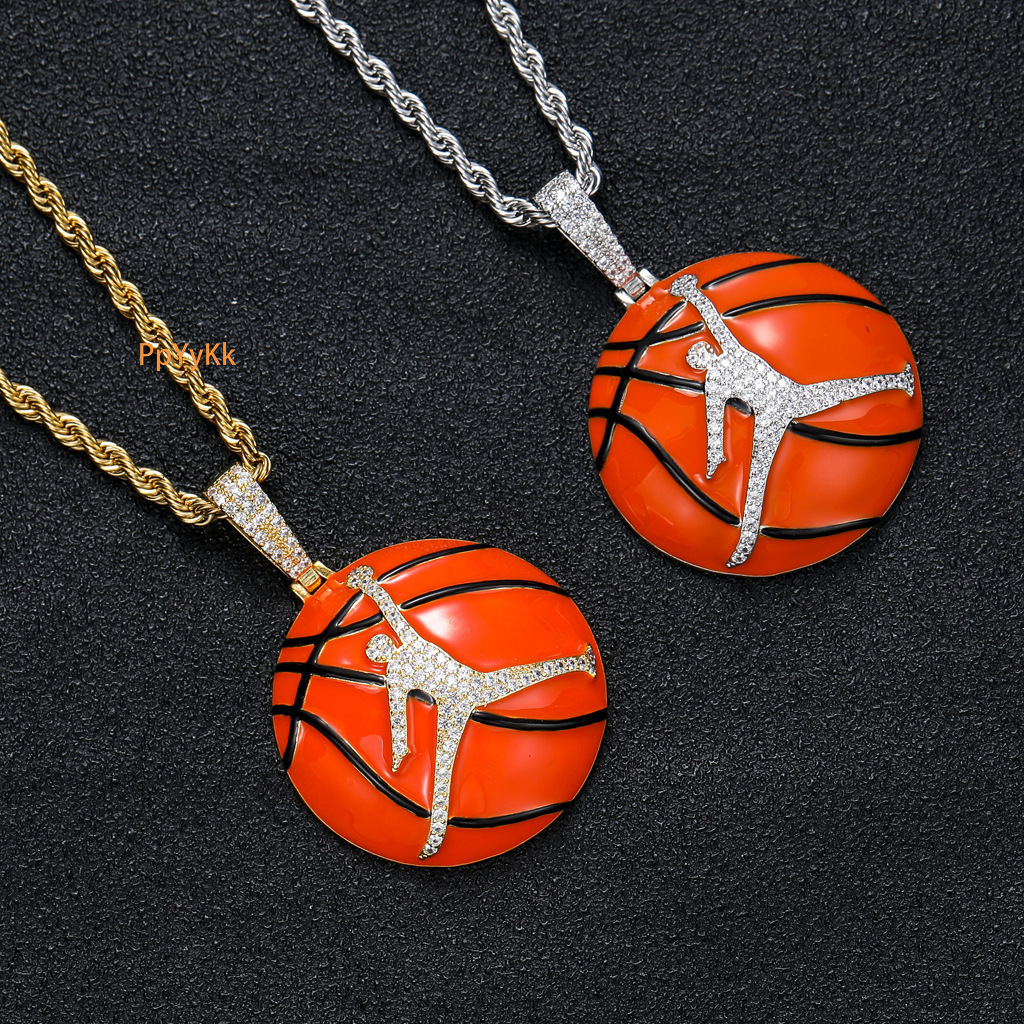 New Hip Hop Basketball Pendant Iced Out Diamond Streetwear Moissanite Unisex Hip Hop Jewelry Pass the diamond tester