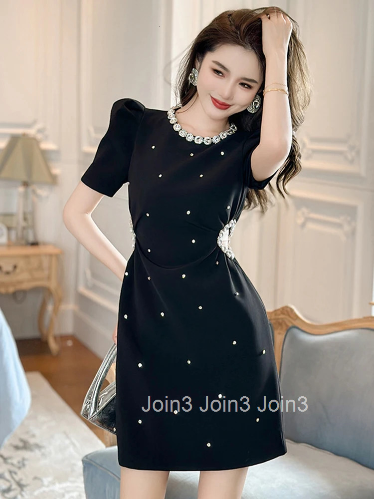 Summer Black Chic Short Evening Dress Women Clothing Elegant Pretty Sparkly Sexy Hollow Slim Mini Party Club Prom Mujer Vestidos