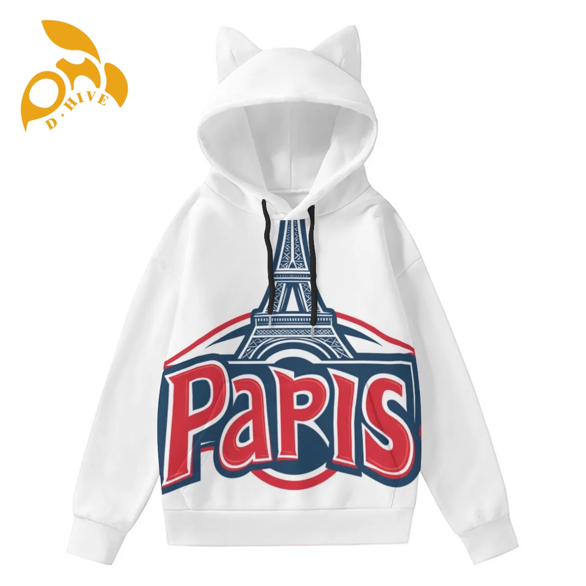 free shipping of customized fashionable Ladies' polyester cotton hooded pocket sweatshirt is suitable Cat ear decoration