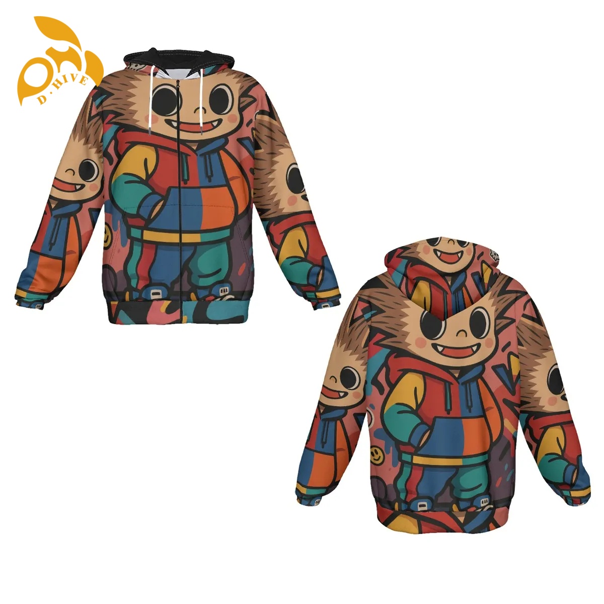 Free Shipping customized definition oversize Men's women's hooded sweatshirt printed fashionable casual street wear zipper cotton hooded swe