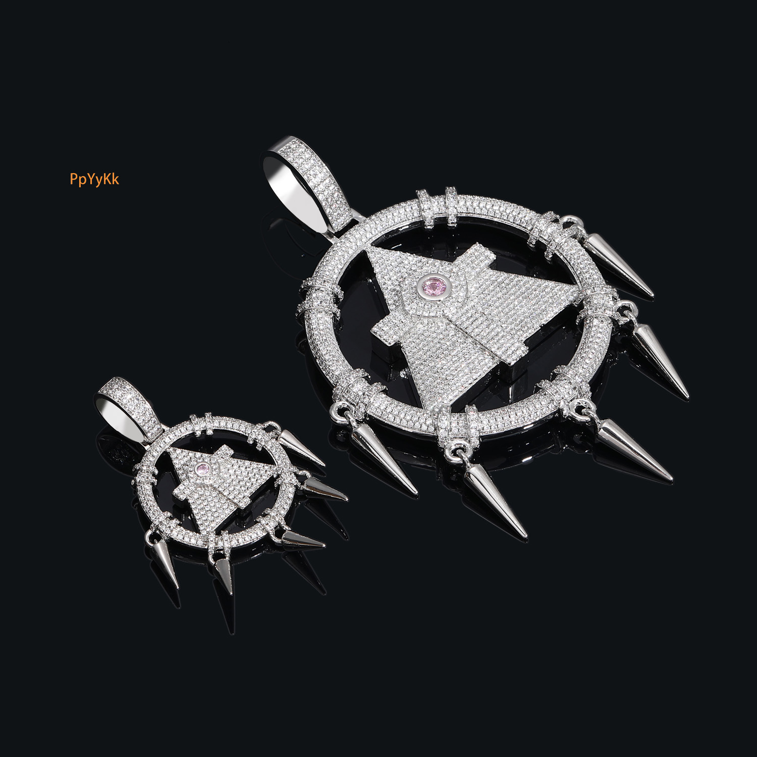 Luxury Moissanite Hip Hop Necklace with Solid Millennium Wisdom Wheel Pendant, Diamond - Studded Round Fringe Fashion Accessory Pass the diamond teste