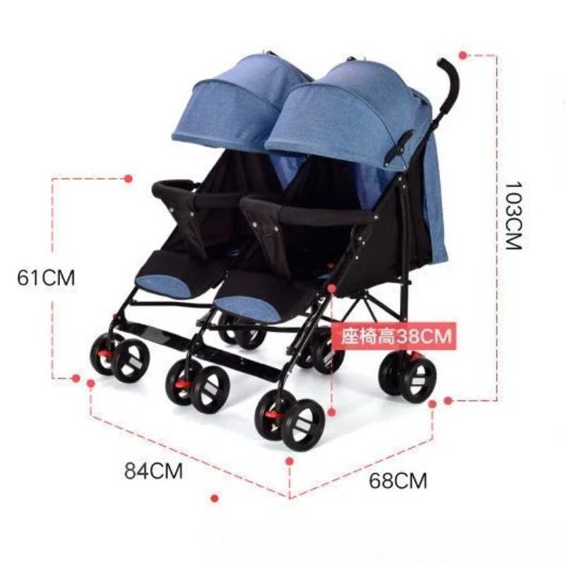 Twin Baby Stroller Sit and Recline Newborn Stroller Lightweight Foldable Double Stroller Comes with Bonus Items XJ250623