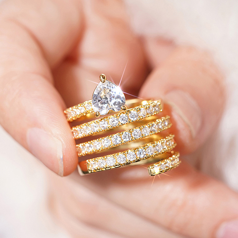 2025 Choucong Brand New Wedding Rings Women Fashion Jewelry 18k Gold Fill Heart Shape 5A Cuic Zircon CZ Diamond Party Eternity Women Cross Ring For Lo