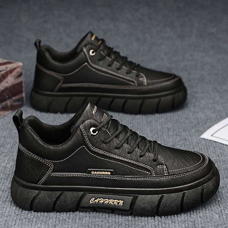 Autumn Waterproof Non-Slip Chef Versatile Work Safety Sneakers Men's new Sports Casual Black Leather Shoes