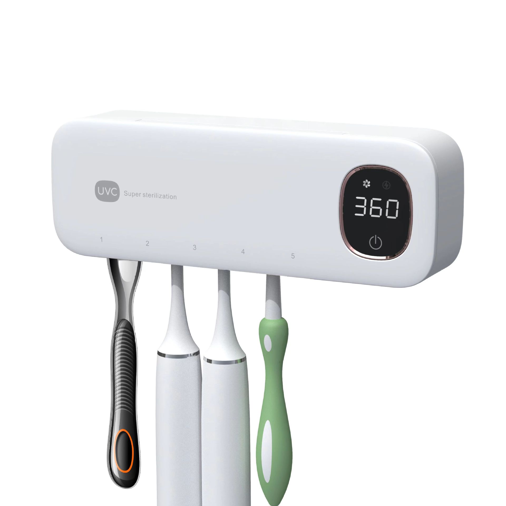 New Y6 UV Toothbrush Sterilizer Rechargeable Fast Drying Drill Free Wall Mount Multi Use for Toothbrush Razor Storage Ideal for Bathroom Organization