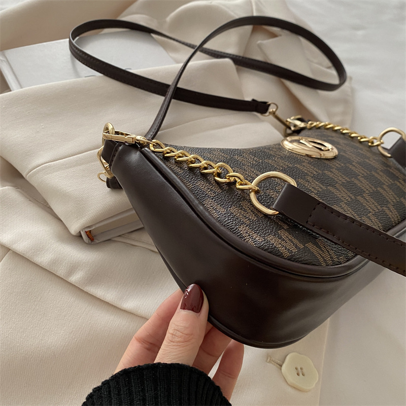 Designer Bag 2025 French Retro Underarm Bag For Women, Letter Print Crossbody Mini Square Bag with Chain Accents & Top Handle Free Shipping