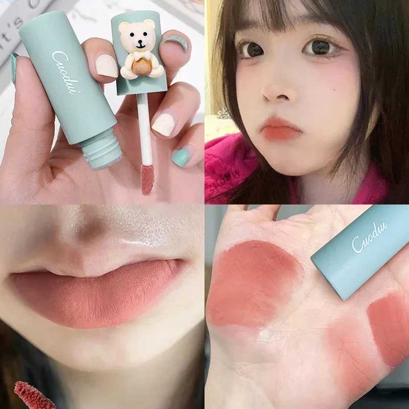 Girls Velvet Matte Lipstick Blush Waterproof Long Lasting Cute Bear Lipgloss Non-Stick Cup Makeup Lip Tint Mud Cosmetic Makeup XJ250623