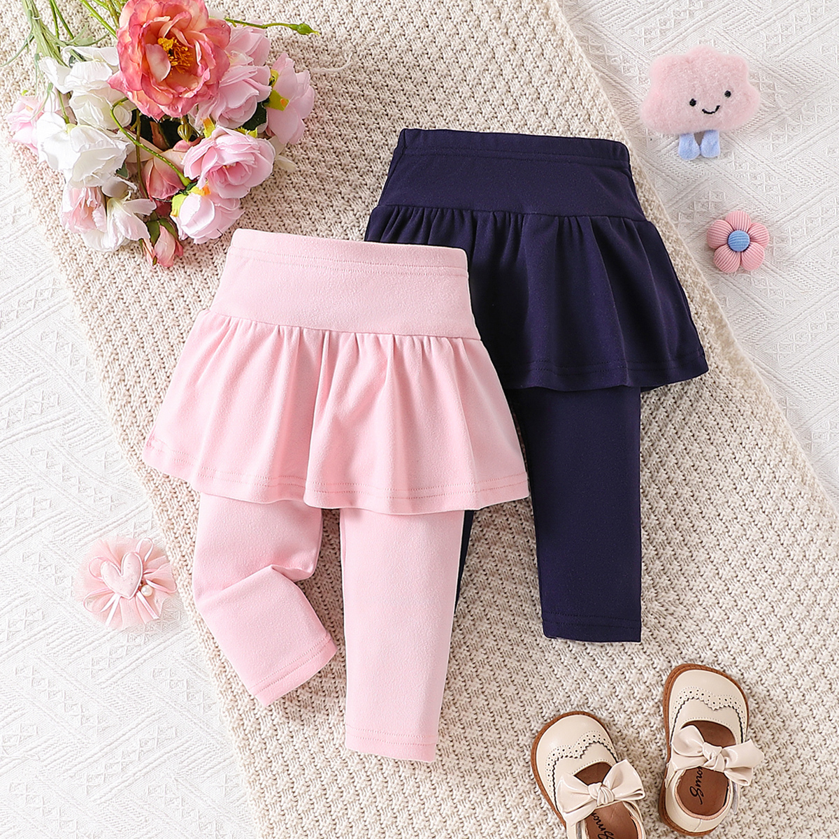 2-piece combination outfit pants skirt for baby girls, casual and cute, with a large skirt and elastic waistband, suitable for children's dance i
