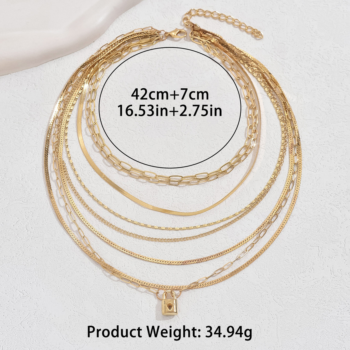 Minimalist Style Multi-layer Necklace for Women Fashion Lock Design Long Hip-hop Clavicle Chain