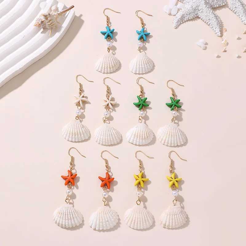 5pairs/set Ocean Style Shell Pearl Drop Starfish Earrings For Women Summer Beach Vacation Fashion Jewelry XJ250623