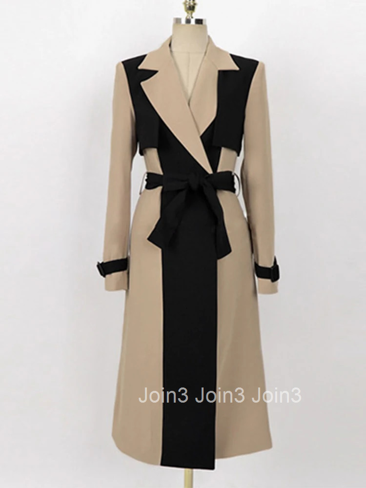 New Spring Autumn Elegant Women Jacket Coat Retro Formal Double-Breasted Belt Long Outerwear Trench Windbreaker Street Clothes