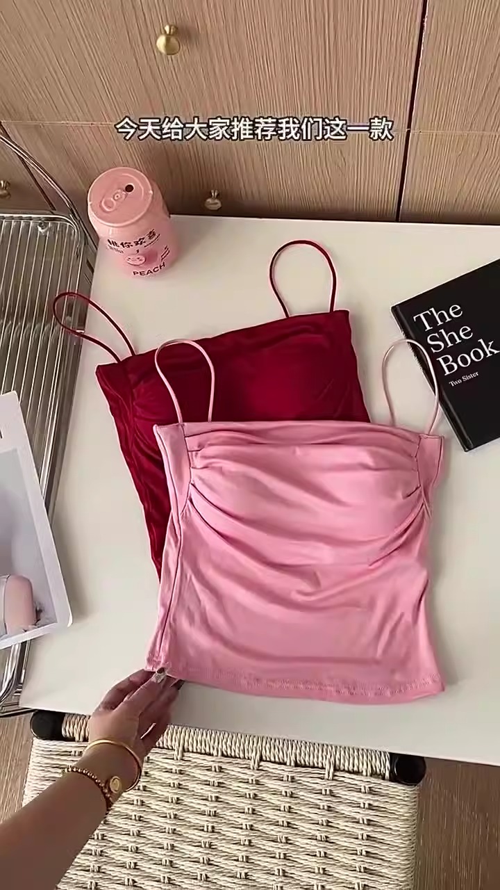 Fashionable Womens Strapless Halter Top Bralette - Pleat Design One-Piece with Breast Pads