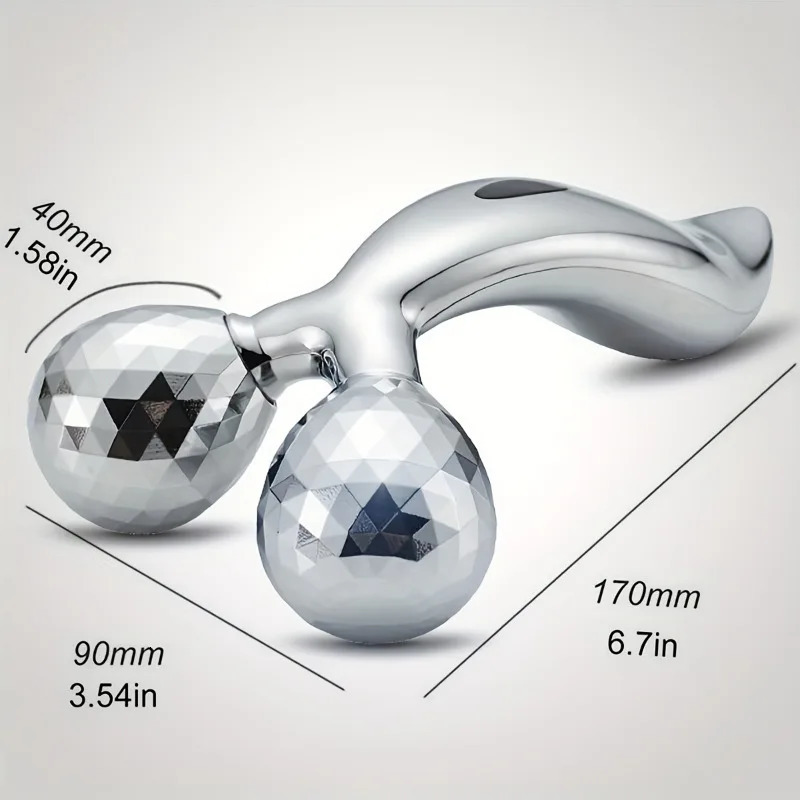 One Piece 3D Facial Roller Massage Tool 3D Roller Face Slimmer Manual Facial Massager Silver 250619